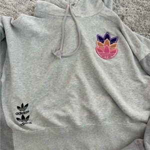 Adidas women’s  Gray Hoodie with Multicolor Logo